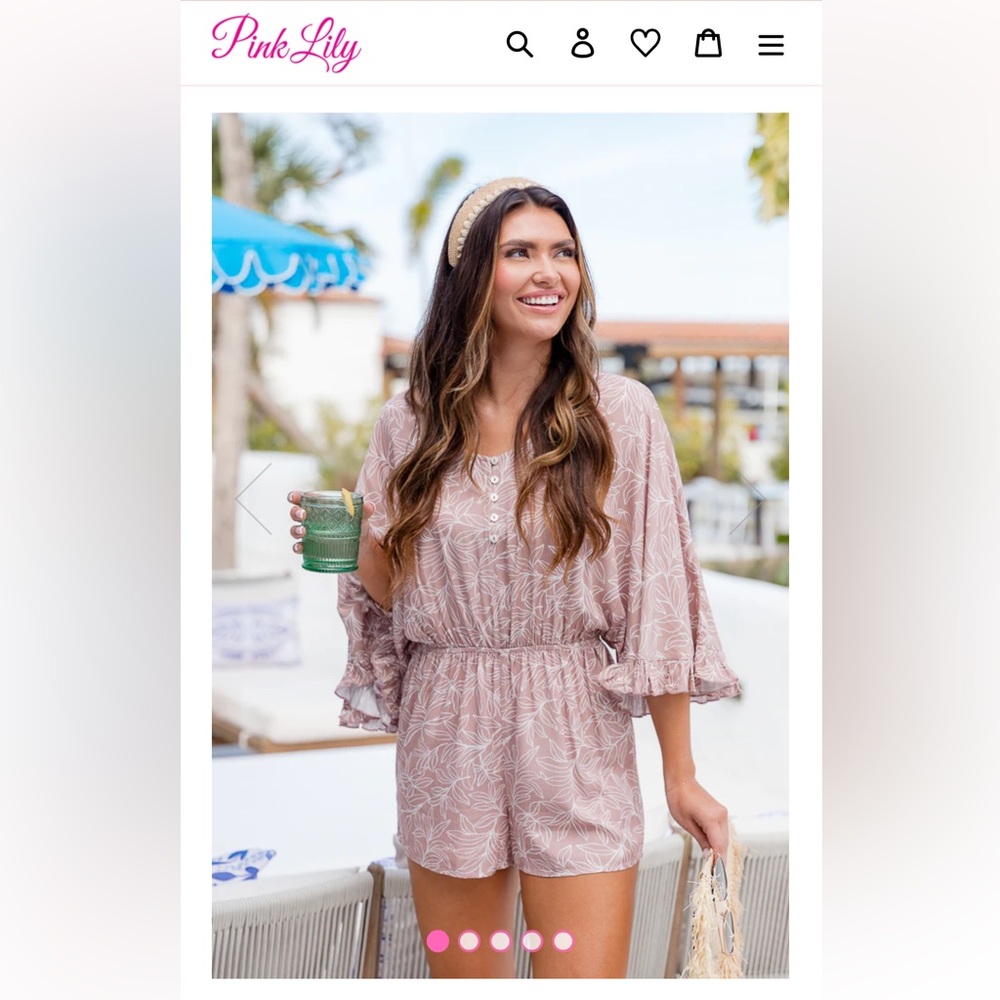 NWOT Pink Lily Patterned Romper